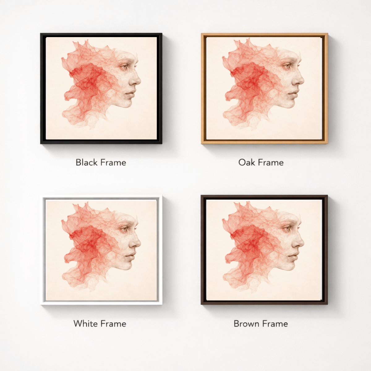 Abstract Portrait Face Canvas Print in Crimson & Ivory | Modern Minimalist Wall Art for Living Room modern abstract canvas wall art by Rossetti Art – luxury interior design artwork for living room, bedroom, office – canvas print art Chiara Rossetti figurative