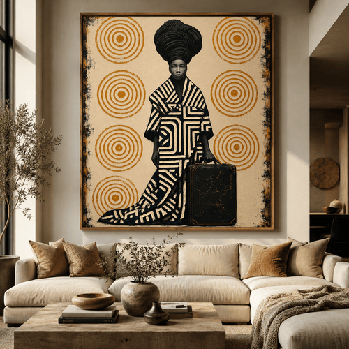 Afrocentric Wall Art — Sovereign Journey Canvas Print | Rossetti Art modern abstract canvas wall art by Rossetti Art – luxury interior design artwork for living room, bedroom, office – canvas-print figurative framed-art