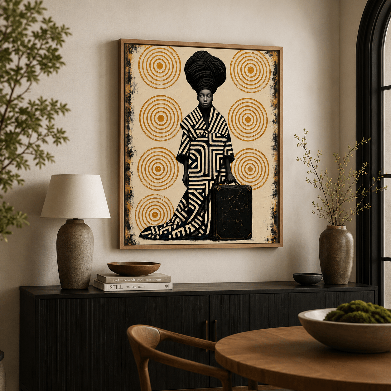 Afrocentric Wall Art — Sovereign Journey Canvas Print | Rossetti Art modern abstract canvas wall art by Rossetti Art – luxury interior design artwork for living room, bedroom, office – canvas-print figurative framed-art