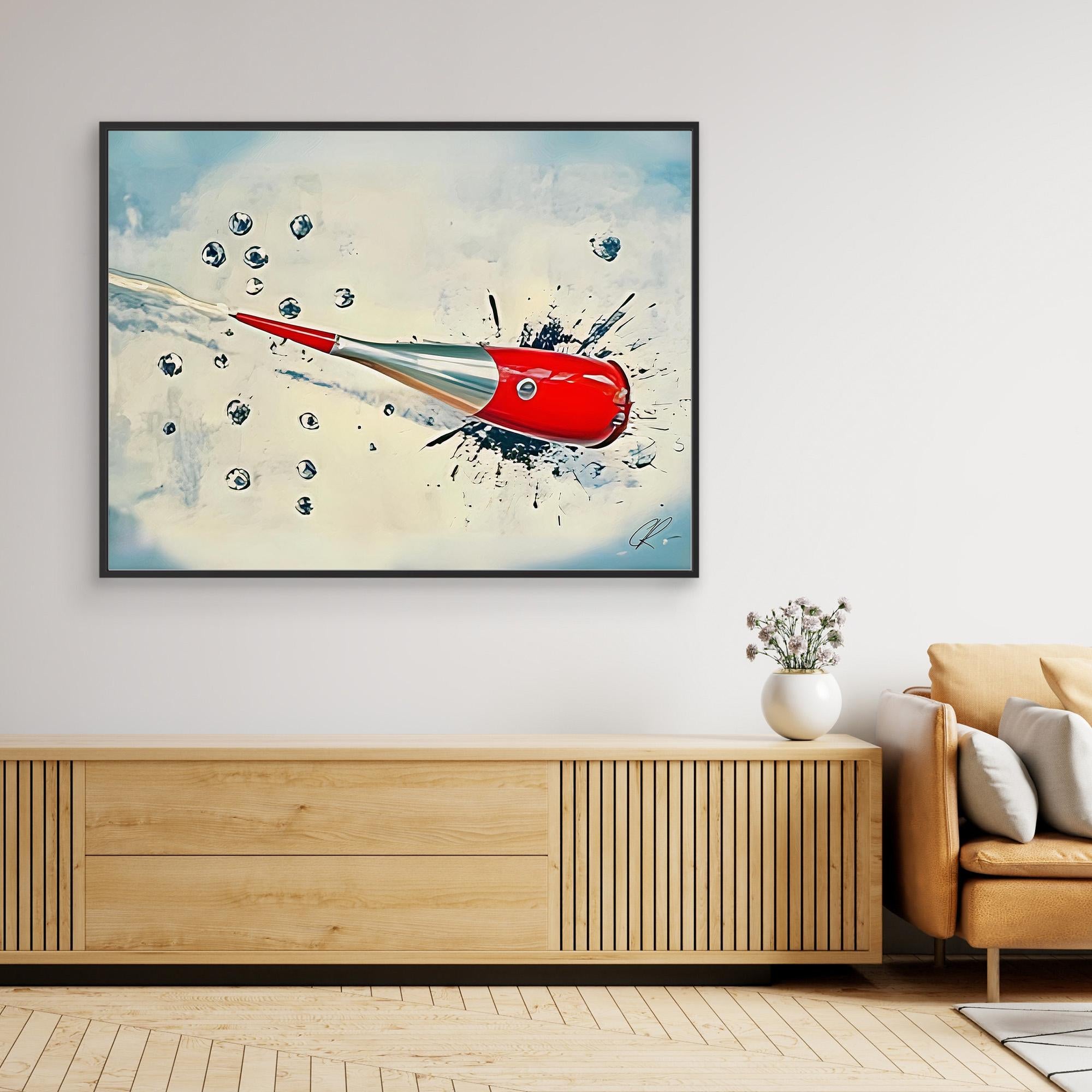 Canvas Print: Sonic Splash Drive – Abstract Retro Rocket Art