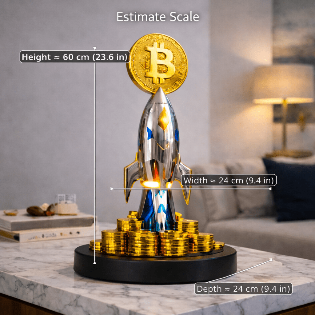 Bitcoin Rocket Sculpture - Resin “To The Moon” Statement Piece