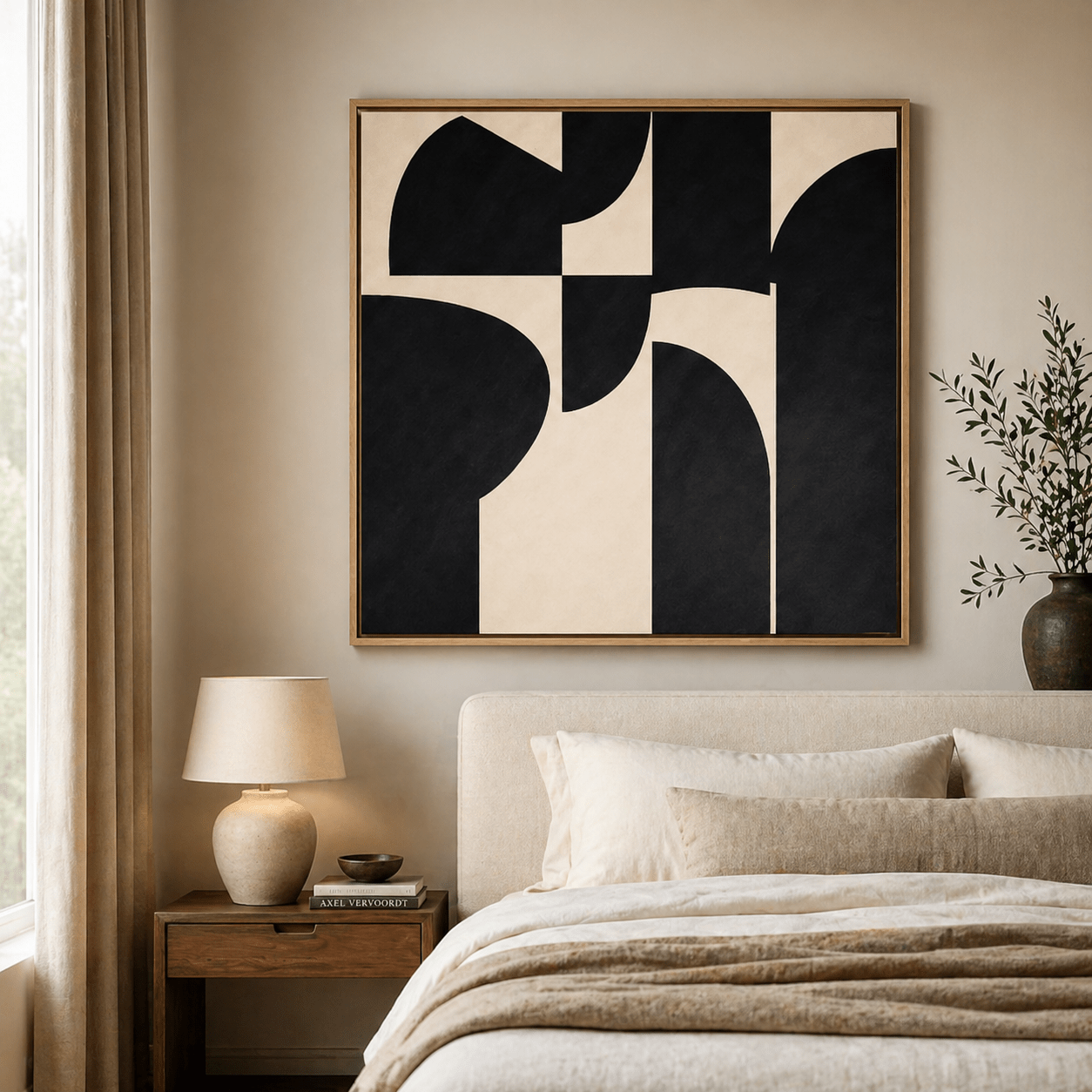 Black and Cream Geometric Canvas Wall Art - Midnight Arches | Rossetti Art