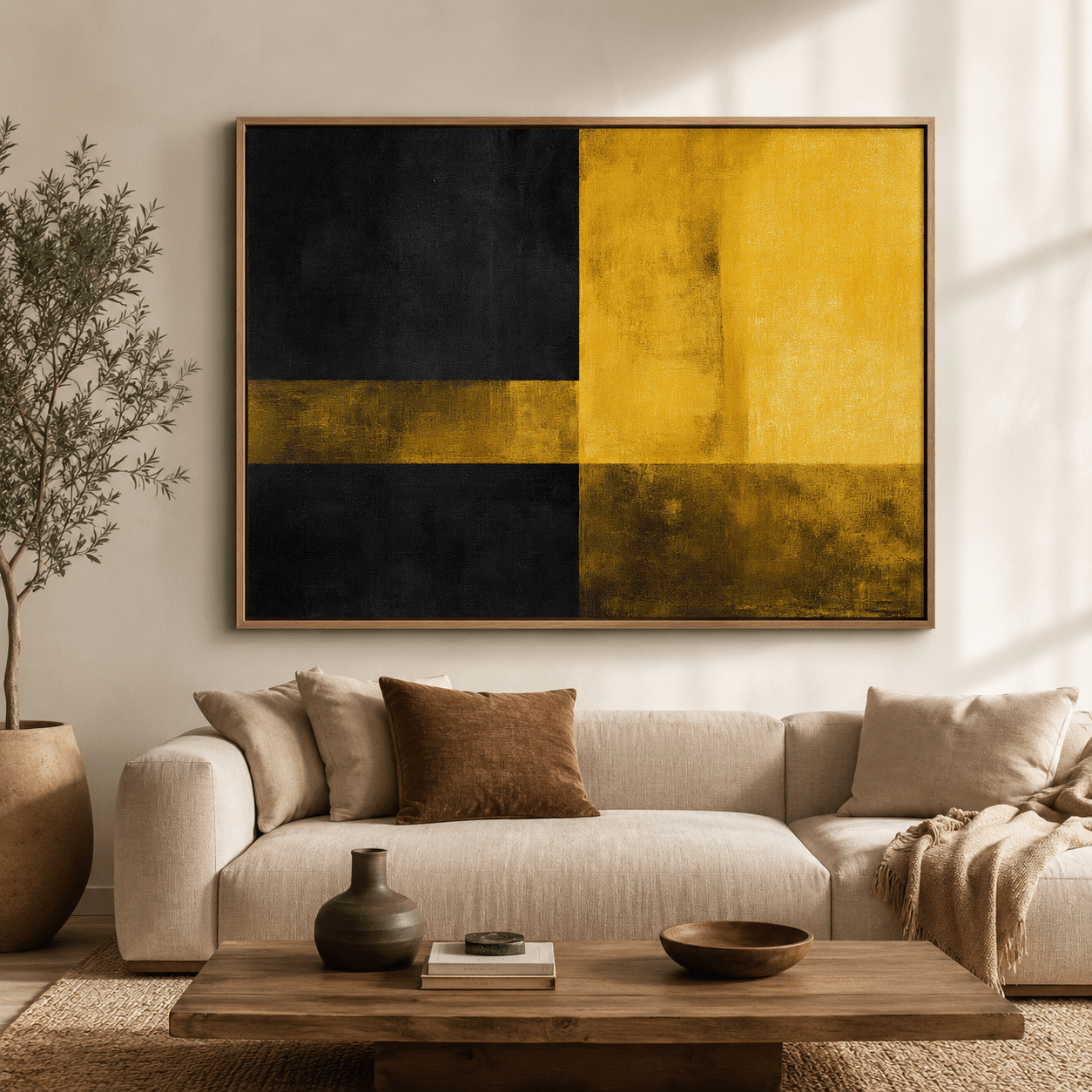Black and Gold Wall Art Original Painting — Gold Divide by Rossetti Art