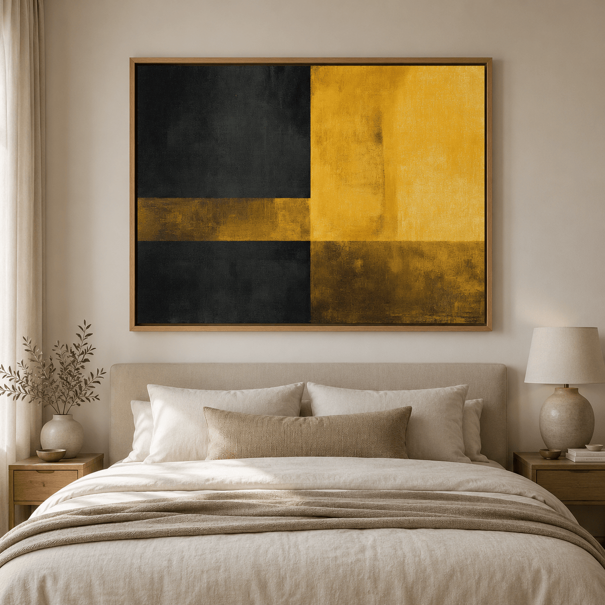 Black and Gold Wall Art Original Painting — Gold Divide by Rossetti Art