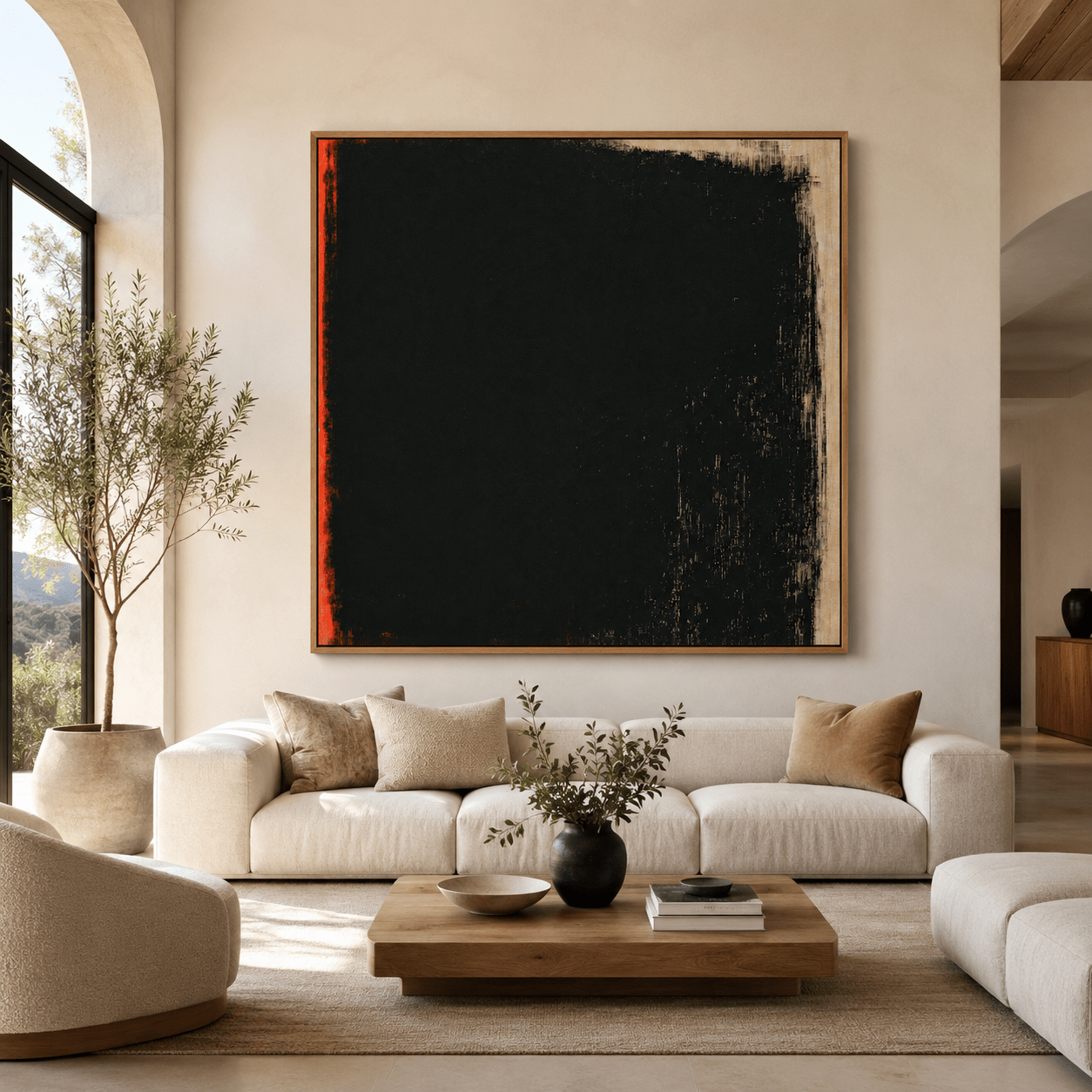Black and Red Abstract Art Canvas Print — Red Margin by Rossetti Art