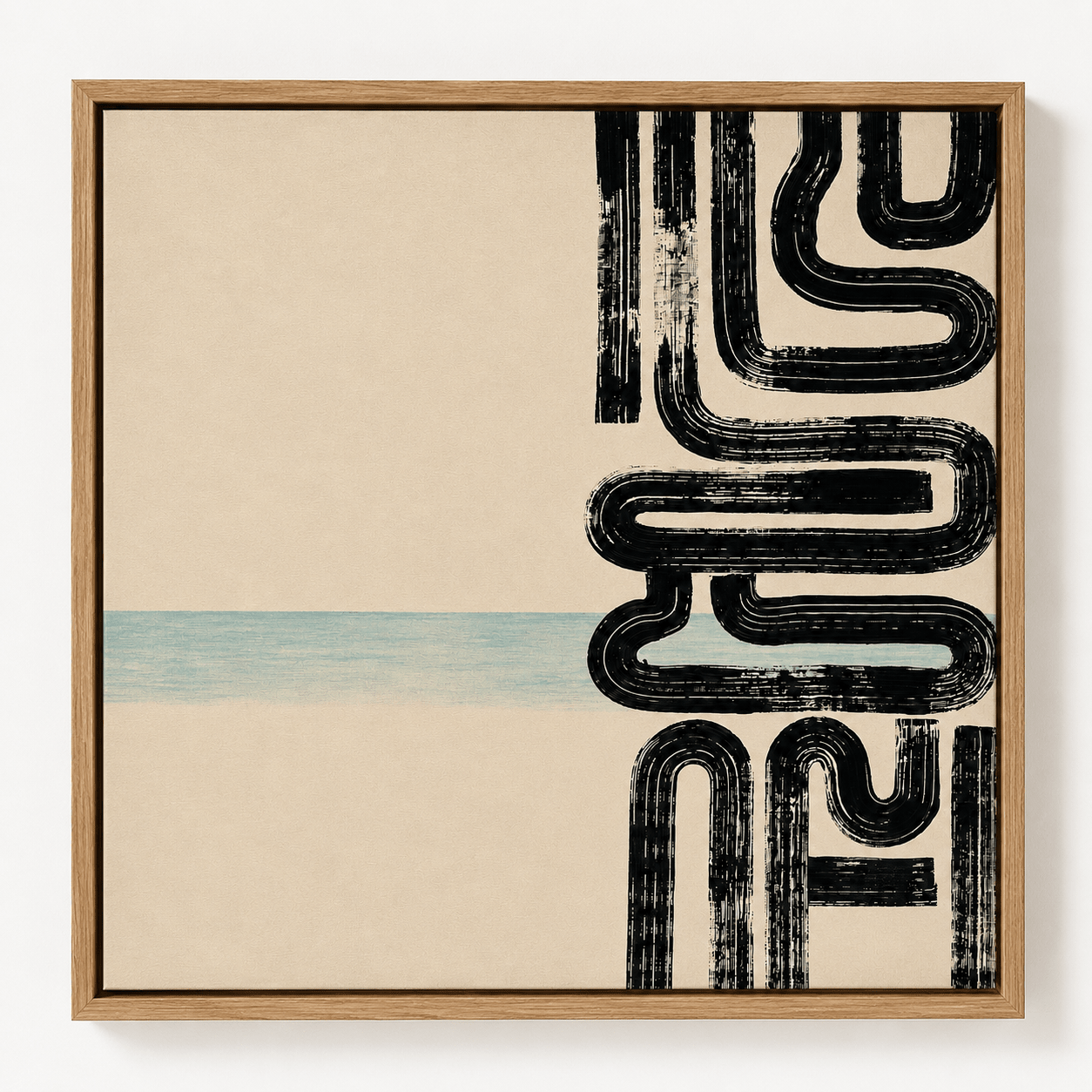 Black and White Abstract Art Canvas Print — Current by Rossetti Art