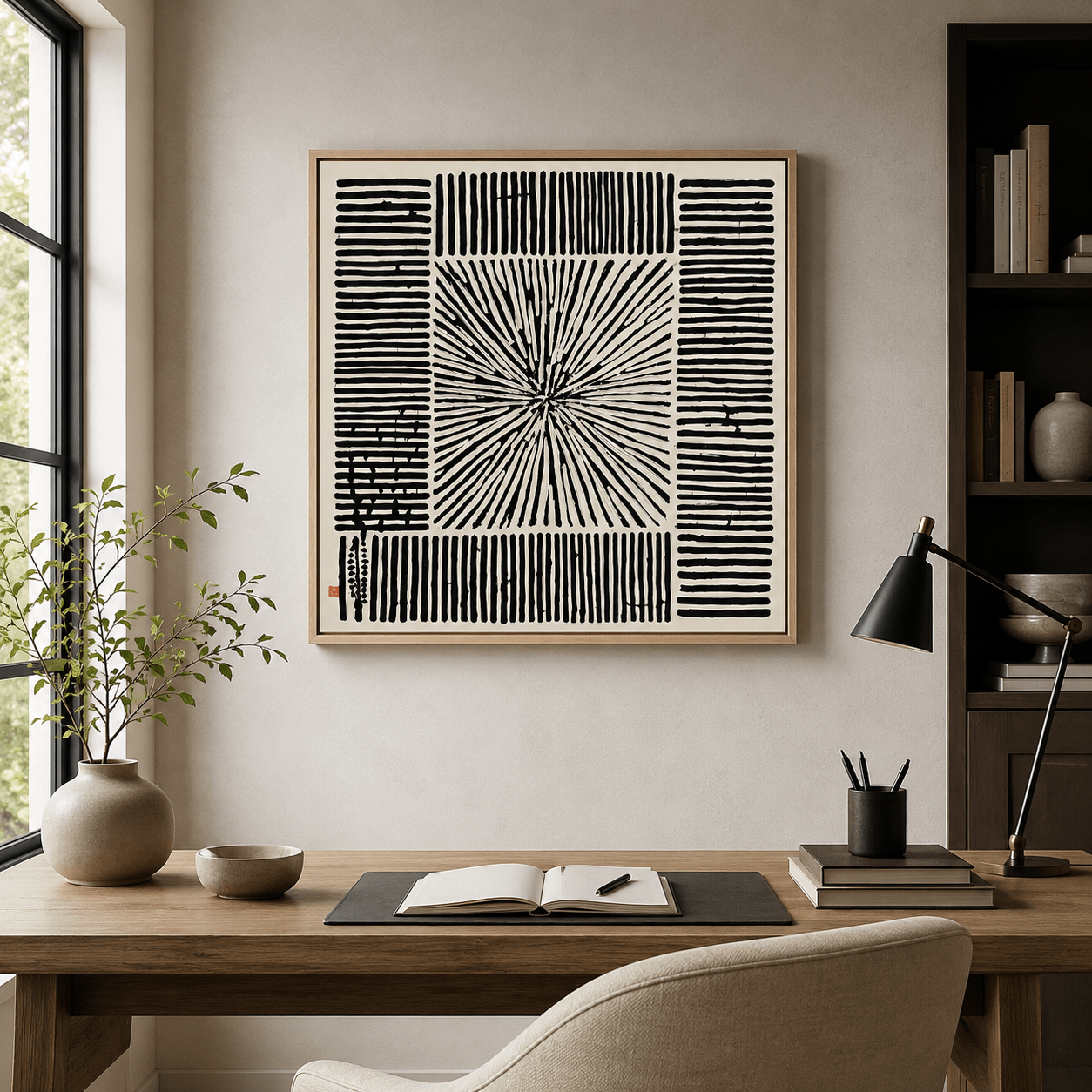 Black and White Abstract Canvas Print — Epicentre by Rossetti Art