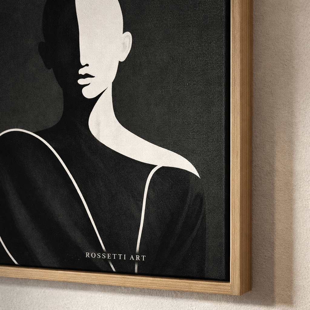 Black and White Abstract Figure Canvas Print | Shadow Grace by Rossetti Art | Rossetti Art