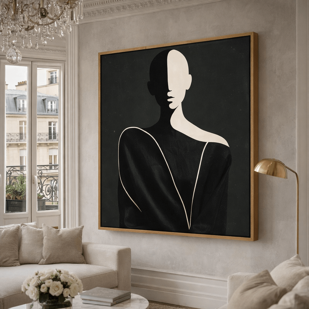 Black and White Abstract Figure Canvas Print | Shadow Grace by Rossetti Art | Rossetti Art