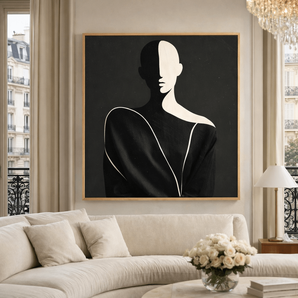 Black and White Abstract Figure Canvas Print | Shadow Grace by Rossetti Art | Rossetti Art