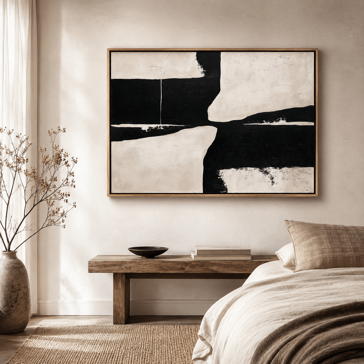 Black and White Abstract Painting Large — Confluence by Rossetti Art