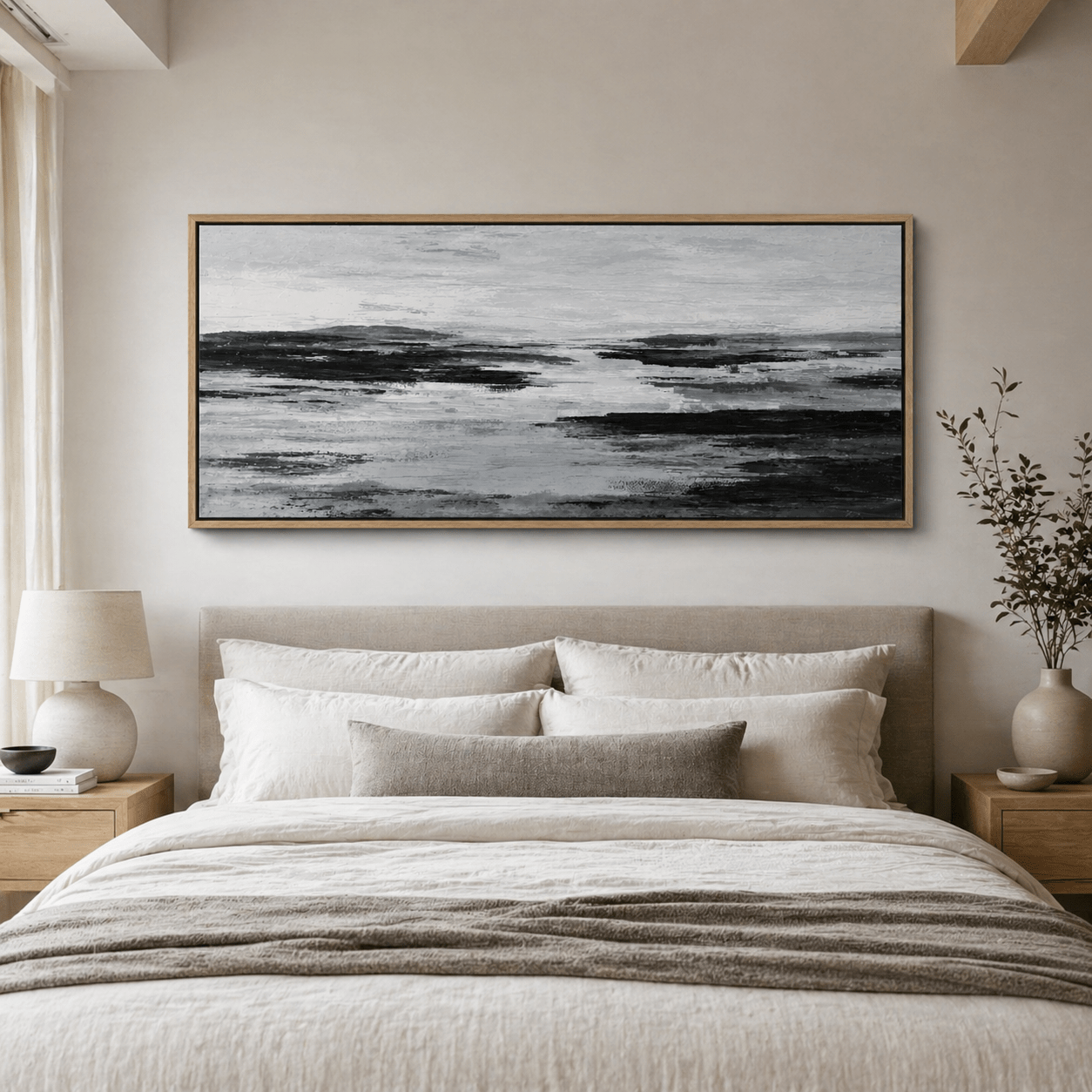 Black and White Abstract Painting — Still Tide by Rossetti Art