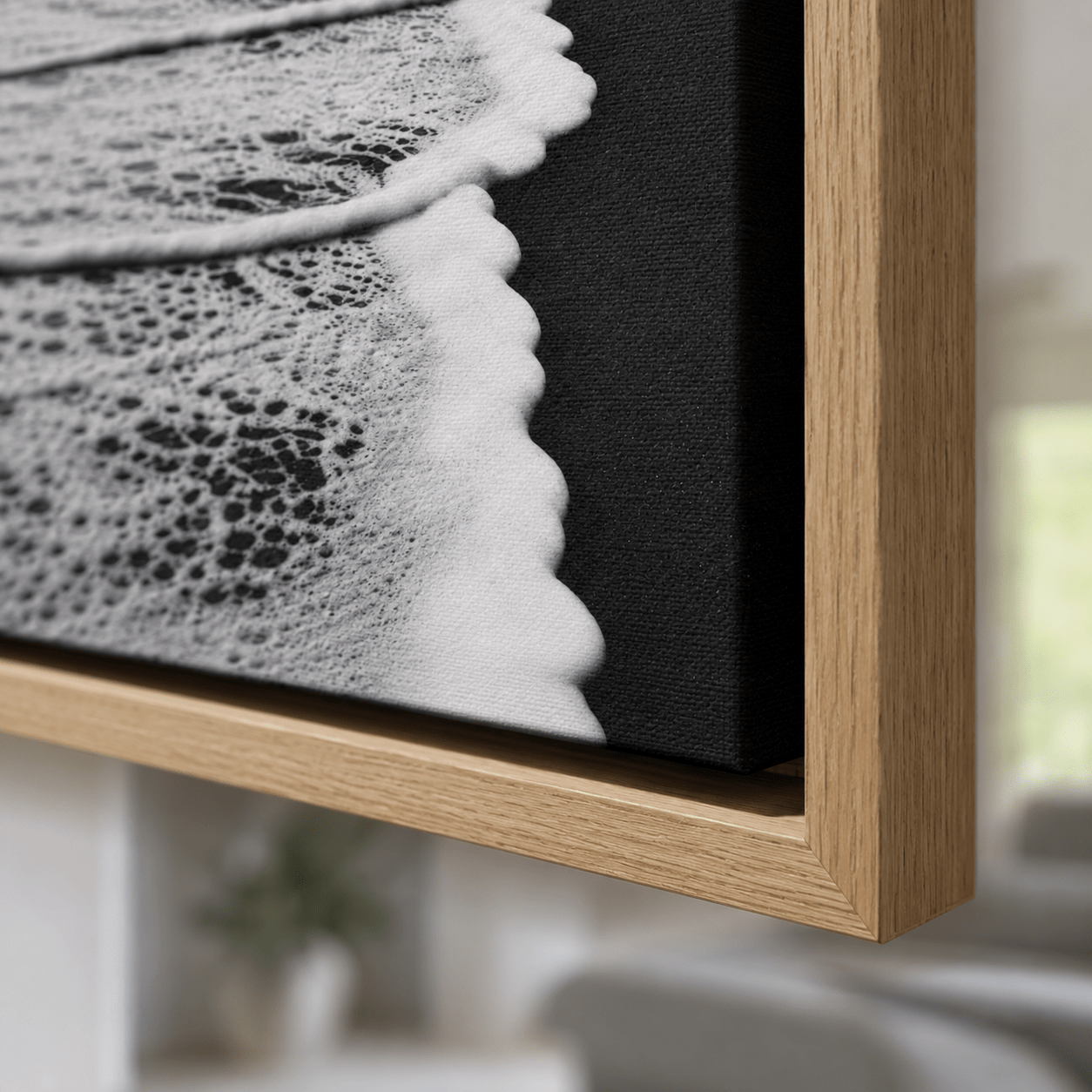 Black and White Beach Art Canvas Print — Obsidian Shore by Rossetti Art