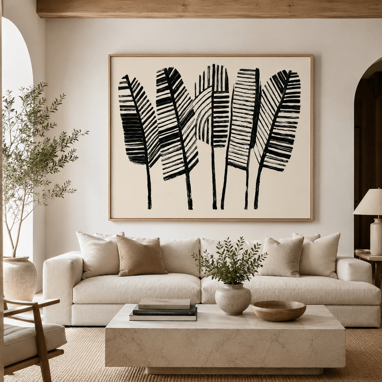 Black and White Botanical Wall Art Canvas Print — Fronds by Rossetti Art