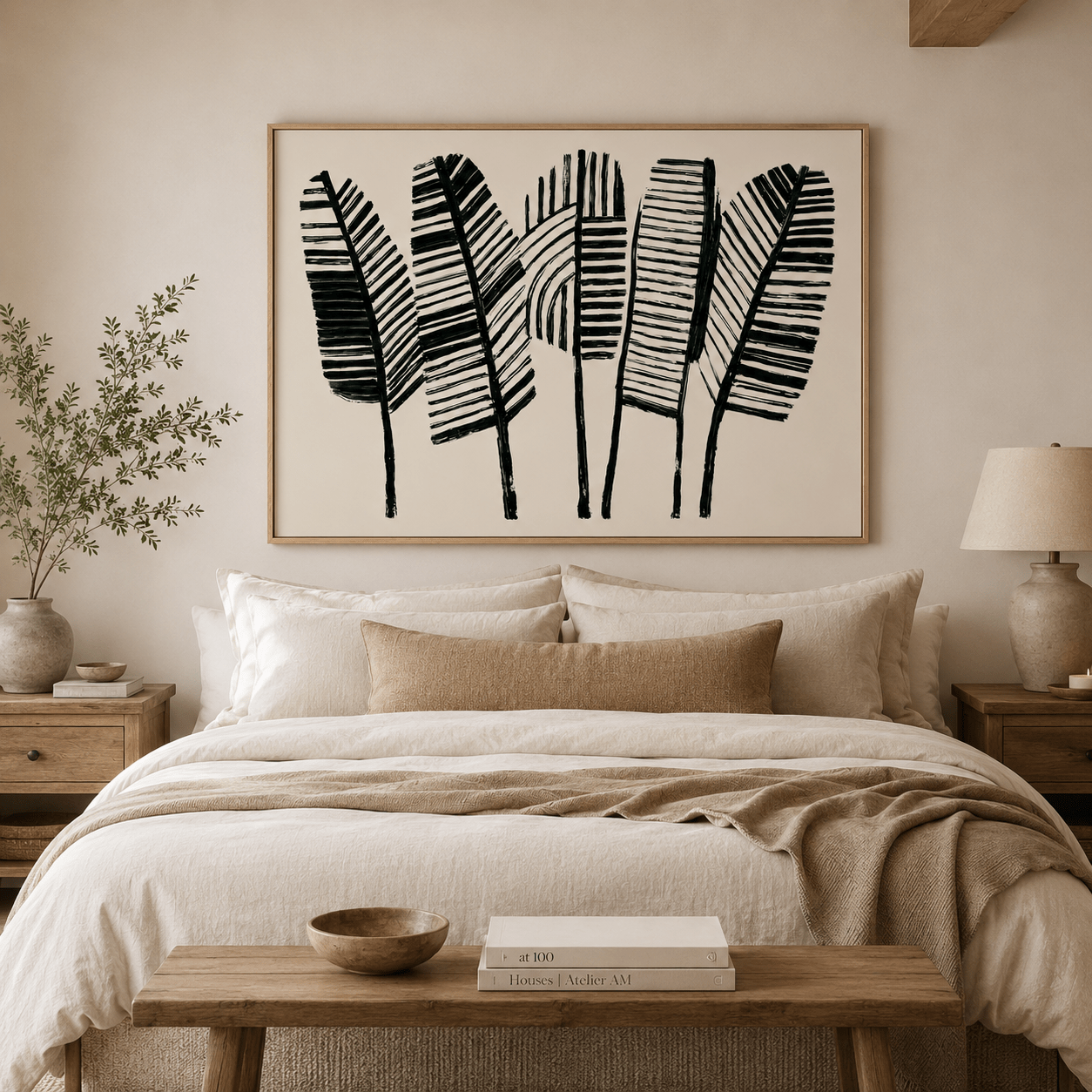Black and White Botanical Wall Art Canvas Print — Fronds by Rossetti Art