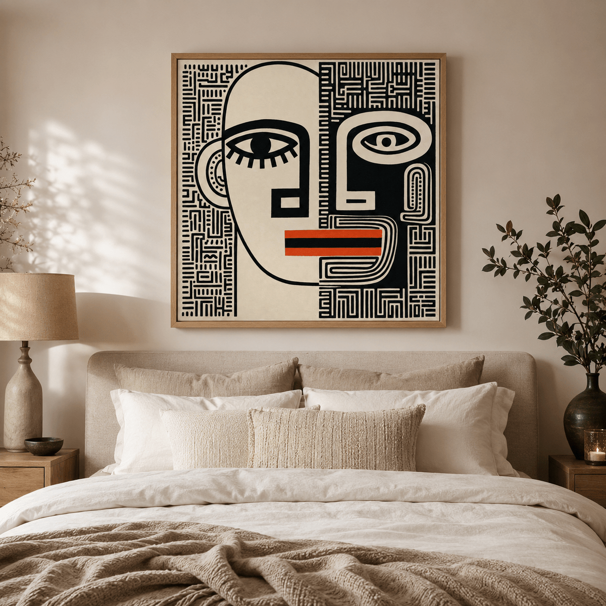 Black and White Framed Canvas Print — Cipher by Rossetti Art
