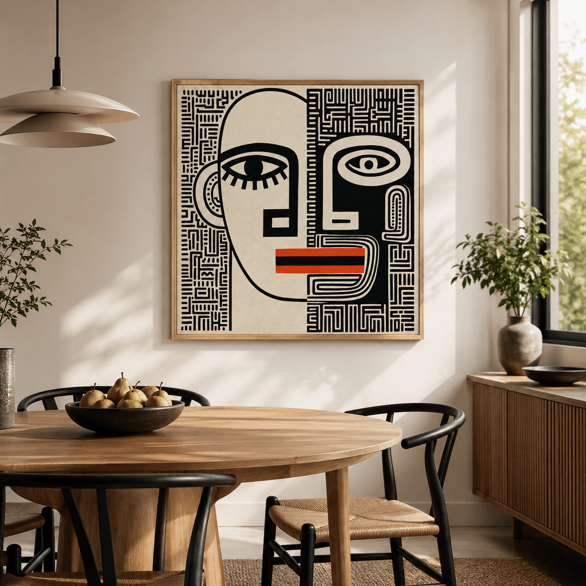Black and White Framed Canvas Print — Cipher by Rossetti Art