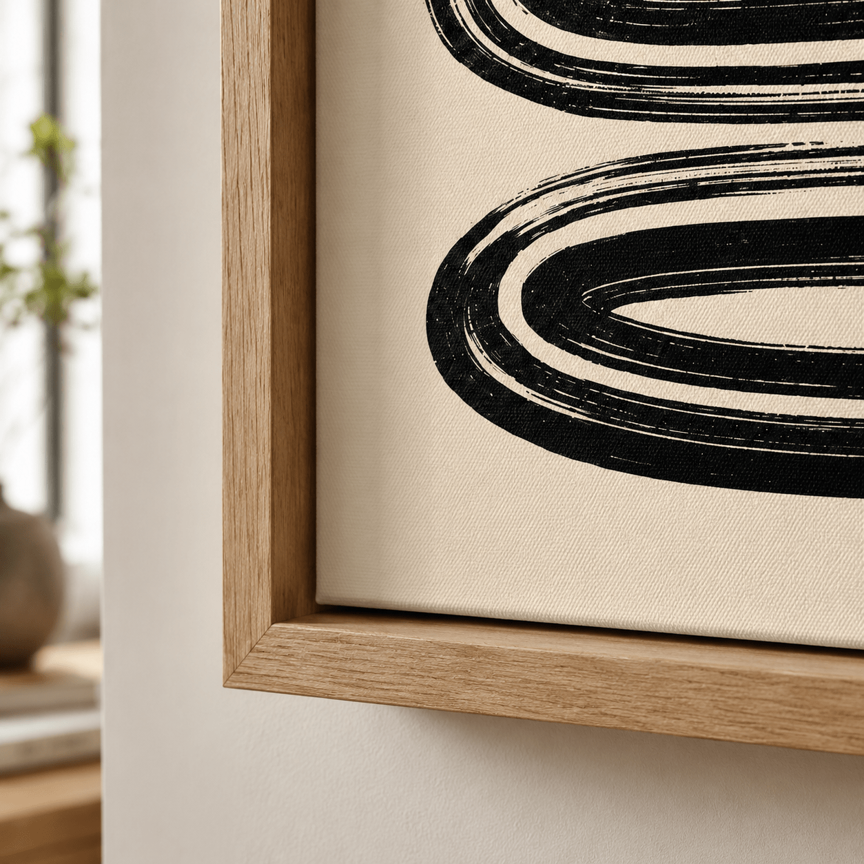 Black and White Minimalist Art Canvas Print — Meander by Rossetti Art