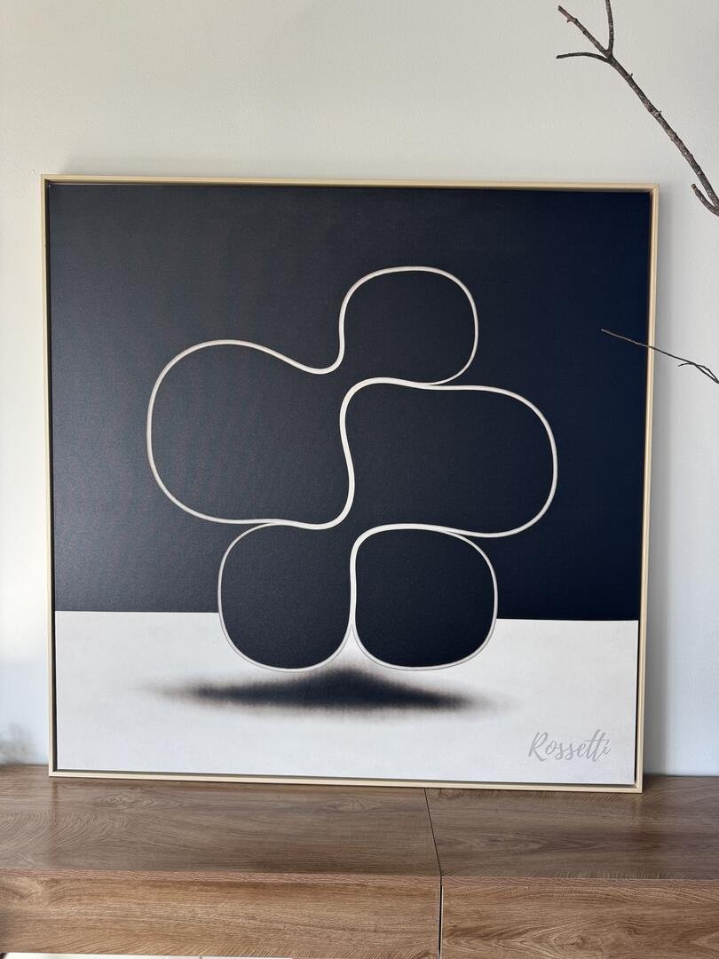 Black and White Minimalist Canvas Wall Art – Noir Balance by Rossetti Art