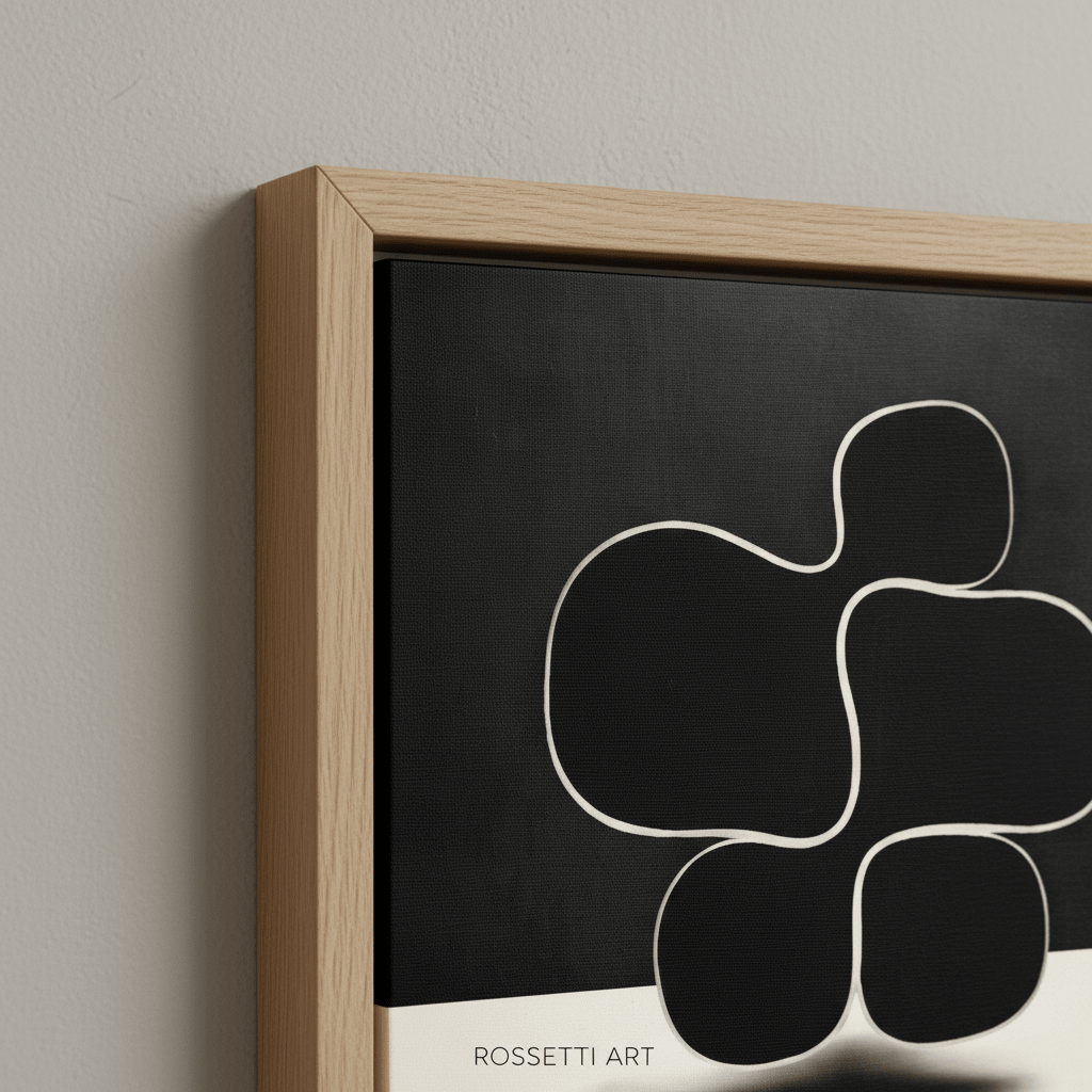 Black and White Minimalist Canvas Wall Art – Noir Balance by Rossetti Art