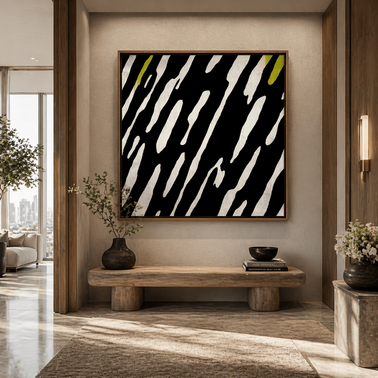 Black and White Stripe Canvas Print – Linear Pulse by Rossetti Art