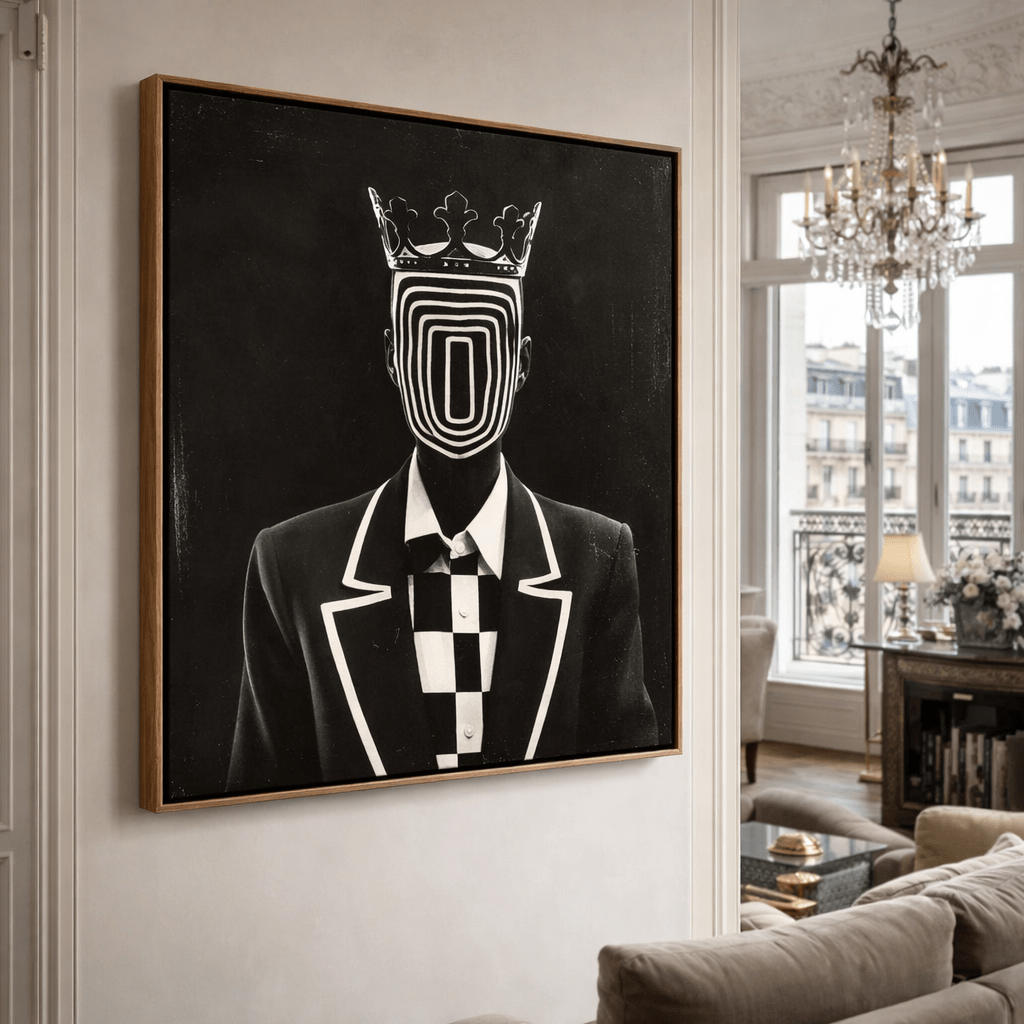 Black and White Surreal Portrait Original Painting – King in Black | Rossetti Art