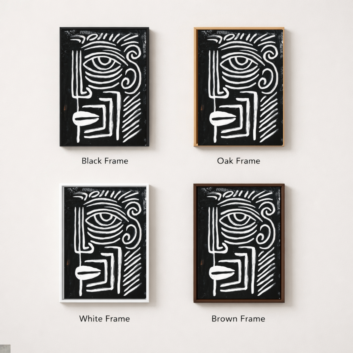Black & White Abstract Face Line Art Canvas Print | Minimalist Modern Wall Art by Chiara Rossetti modern abstract canvas wall art by Rossetti Art – luxury interior design artwork for living room, bedroom, office – black&white modern abstract artwork modern abstract wall art
