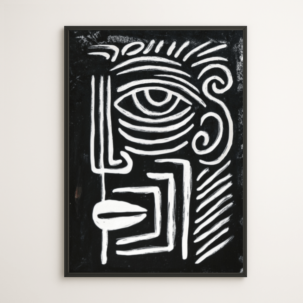 Black & White Abstract Face Line Art Canvas Print | Minimalist Modern Wall Art by Chiara Rossetti modern abstract canvas wall art by Rossetti Art – luxury interior design artwork for living room, bedroom, office – black&white modern abstract artwork modern abstract wall art