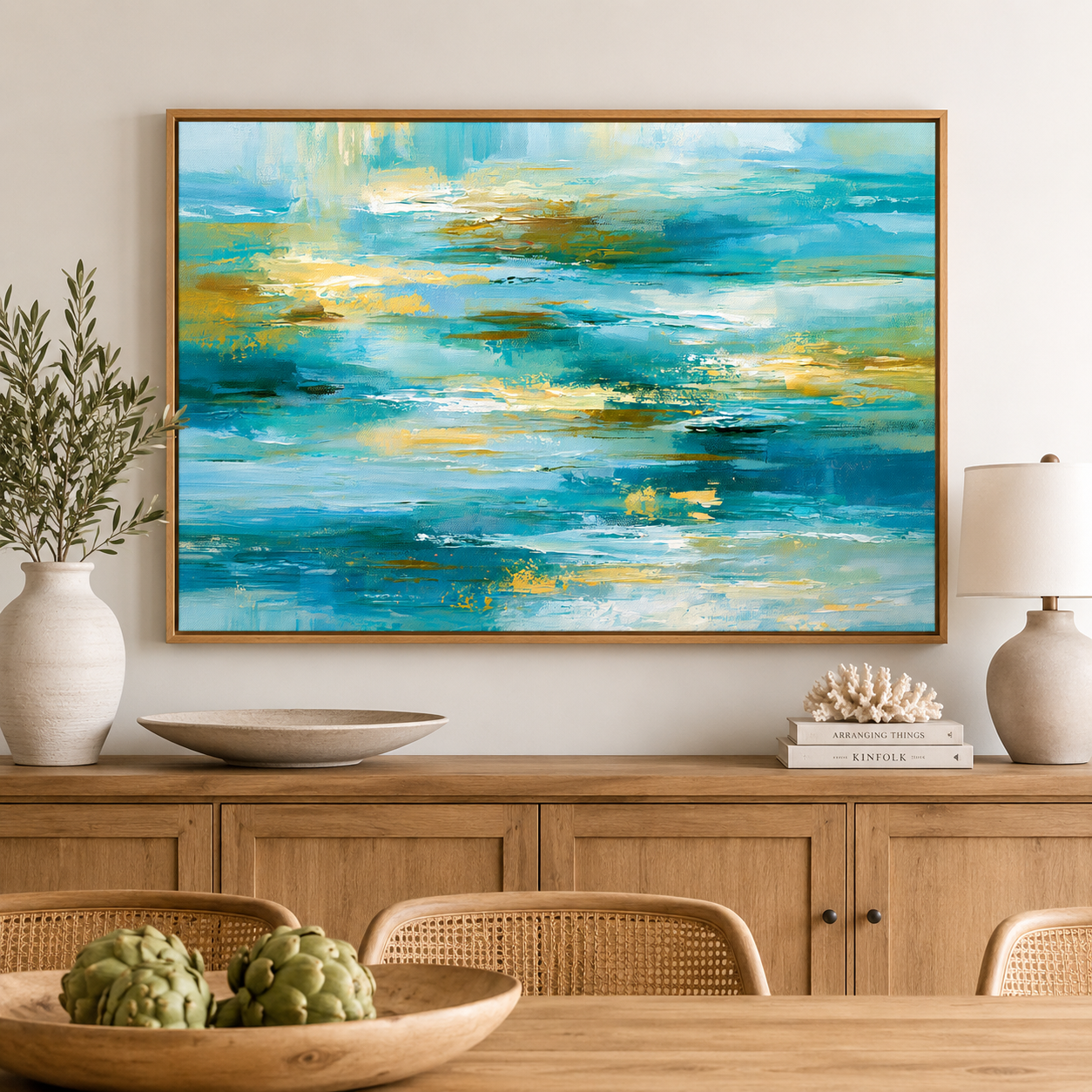 Blue Abstract Wall Art Canvas Print — Tidal Light by Rossetti Art