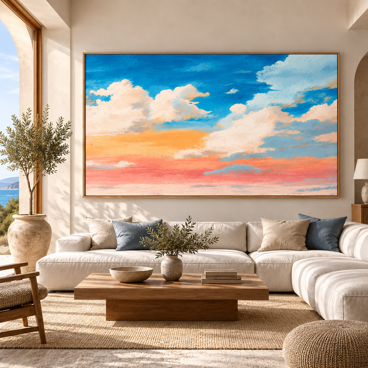 Blue and Coral Wall Art – Painted Sky by Rossetti Art