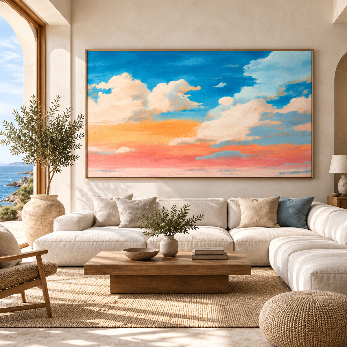 Blue and Coral Wall Art – Painted Sky by Rossetti Art