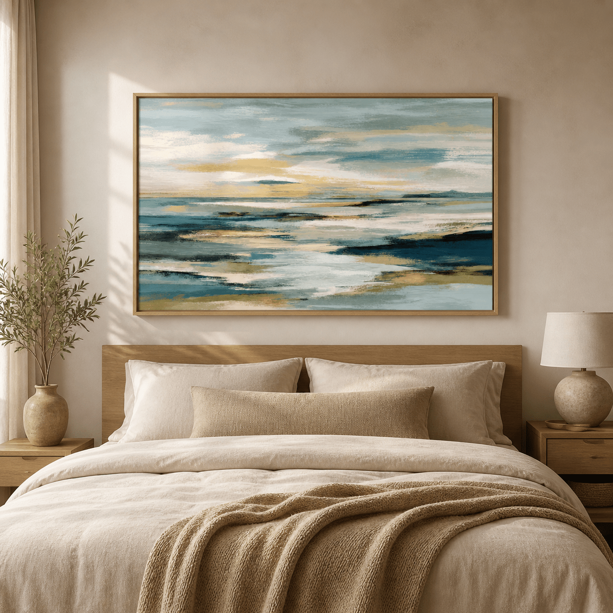 Blue and Gold Wall Art Canvas Print — Gilt Tide by Rossetti Art
