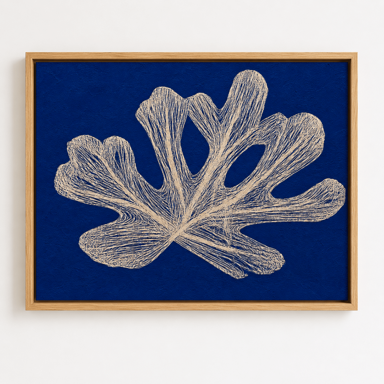 Full view of Cyanotype blue botanical wall art canvas print by Rossetti Art