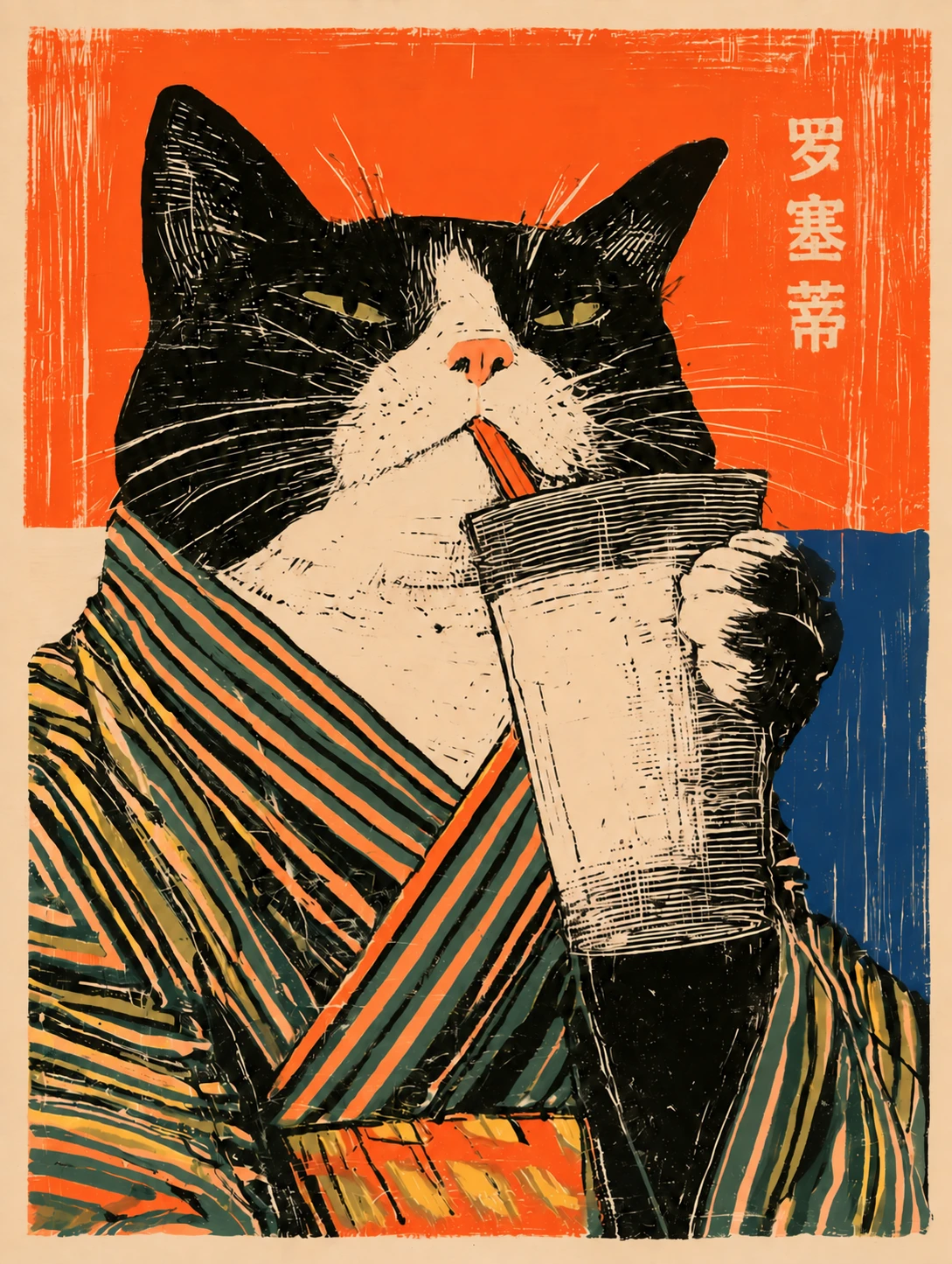 Boba Cat Canvas Print – Sunday Sip by Rossetti Art