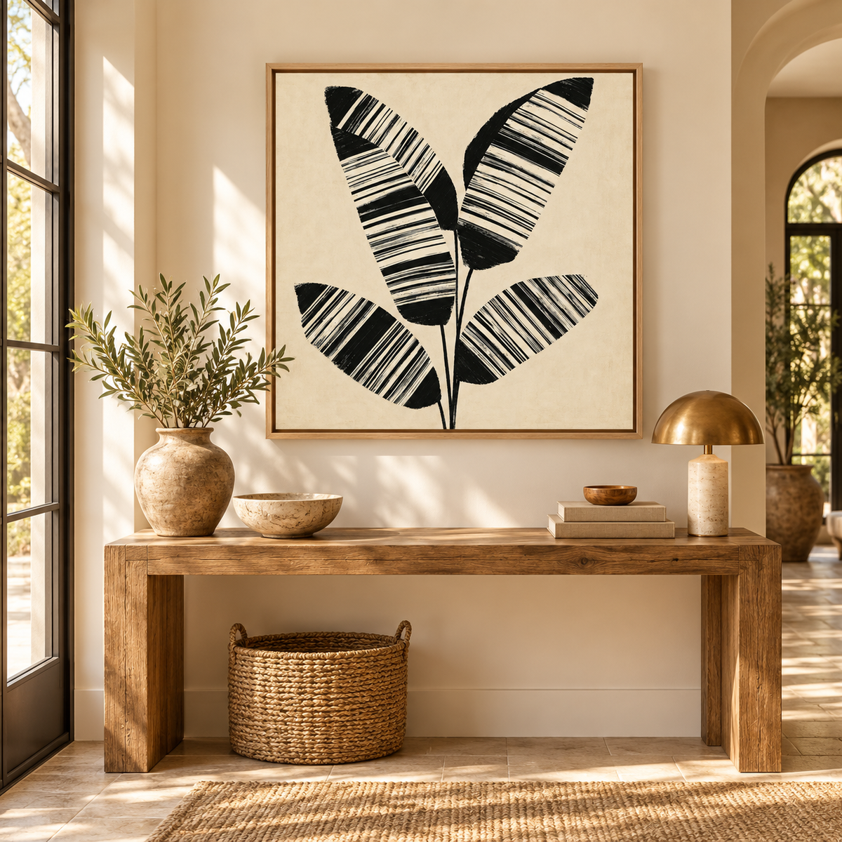 Banana Leaf Wall Art – Palma Noir by Rossetti Art – entryway styling