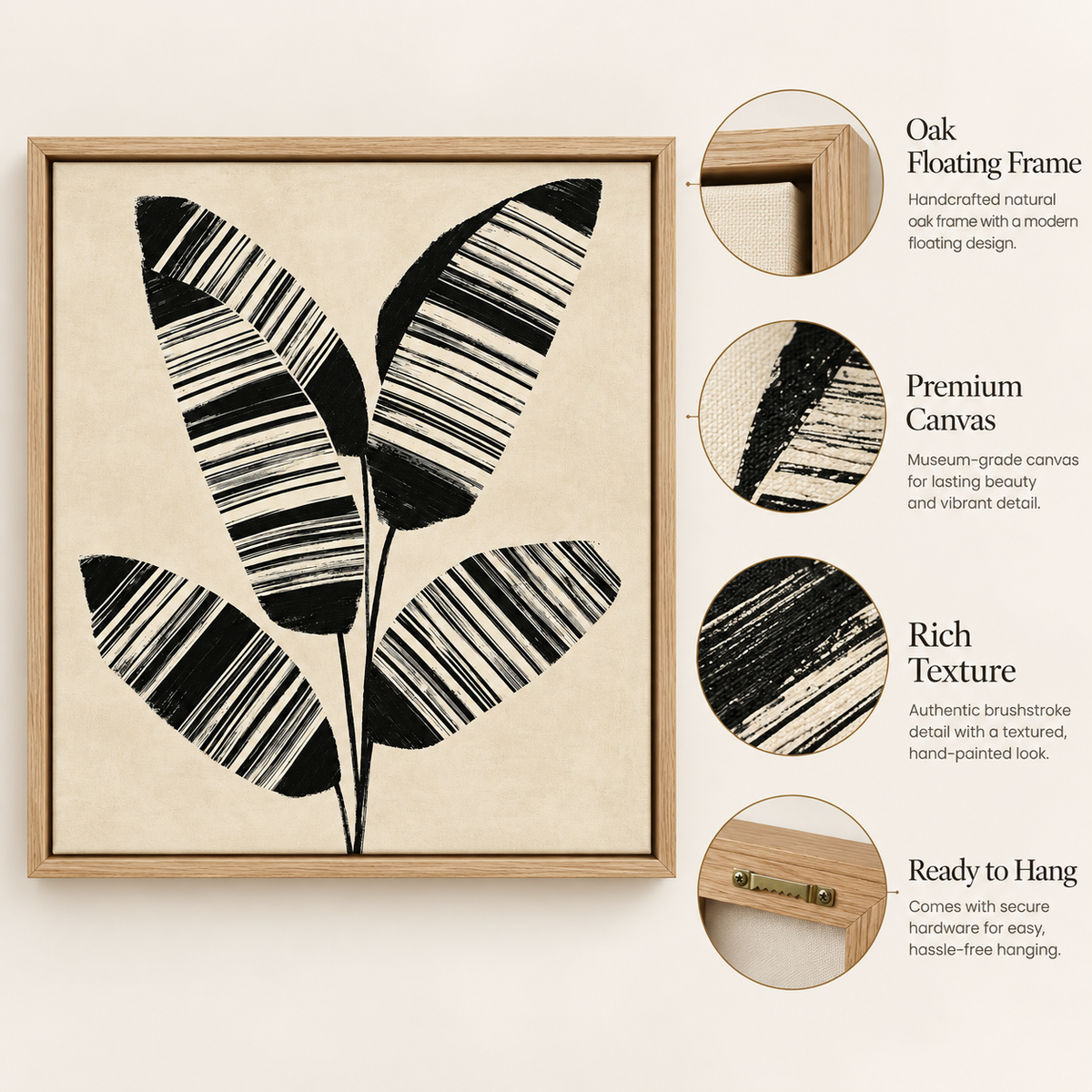 Banana Leaf Wall Art – Palma Noir by Rossetti Art – frame color options