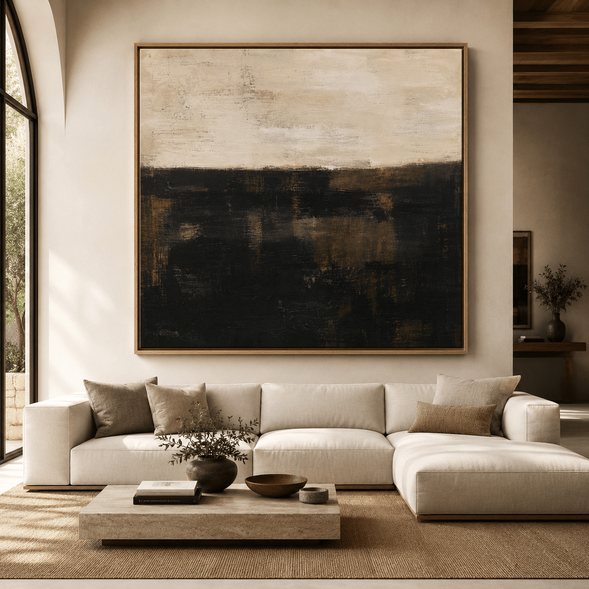 Brown Abstract Wall Art Canvas Print — Low Horizon by Rossetti Art