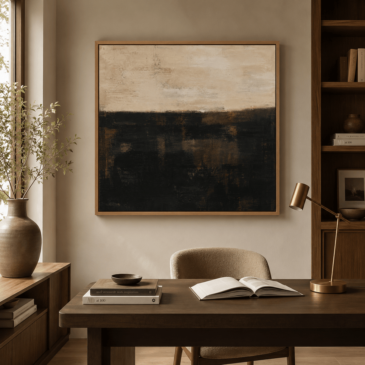 Brown Abstract Wall Art Canvas Print — Low Horizon by Rossetti Art