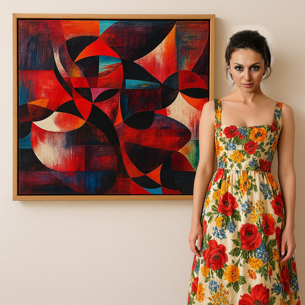 Canvas Print : Rhythms in Red | Abstract Geometric Wall Art | Modern Canvas - Chiara Rossetti