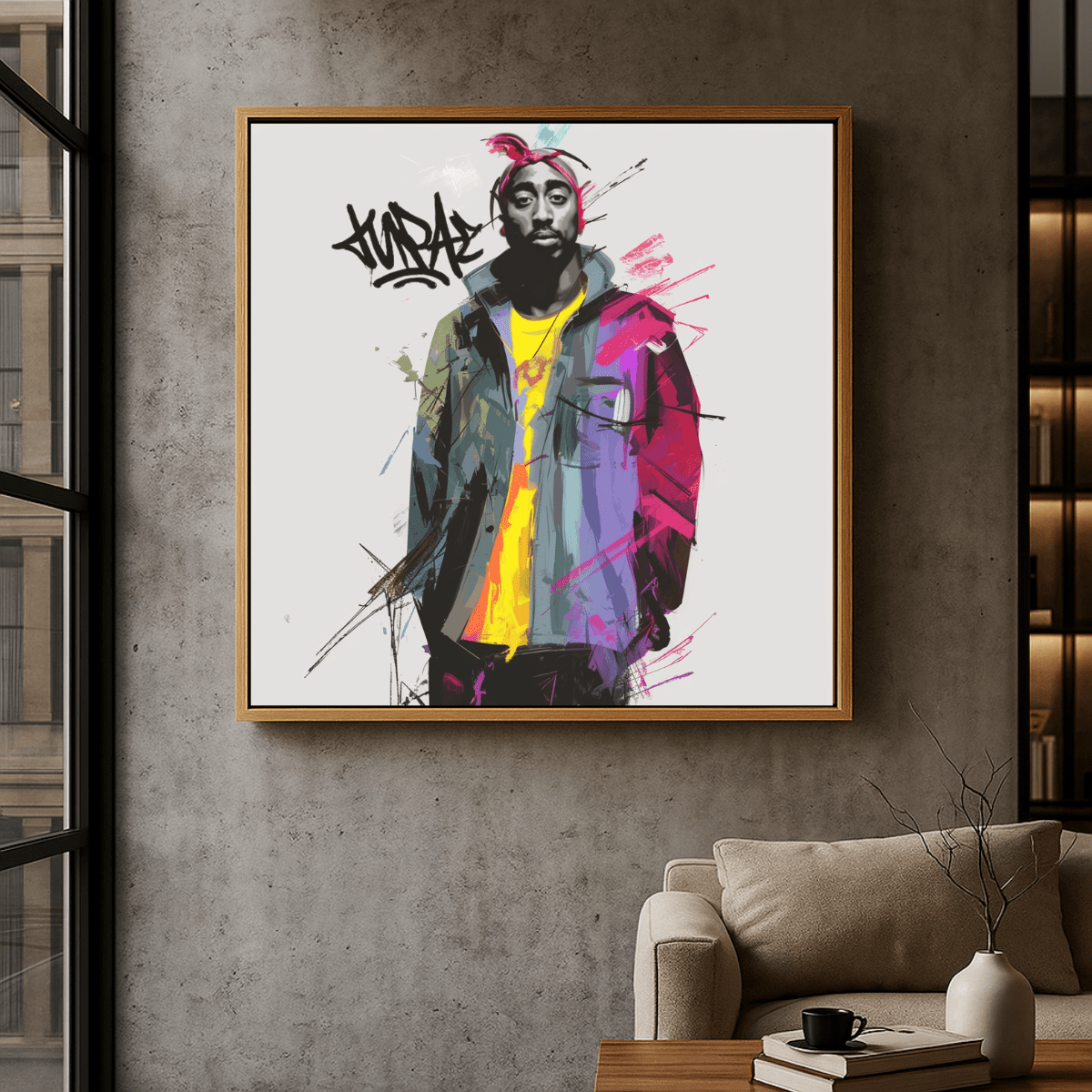 Canvas Print: 2pac Artwork - Vibrant Abstract Street Canvas Print | Modern Wall Art by Rossetti Art modern abstract canvas wall art by Rossetti Art – luxury interior design artwork for living room, bedroom, office – canvas print art Chiara Rossetti music