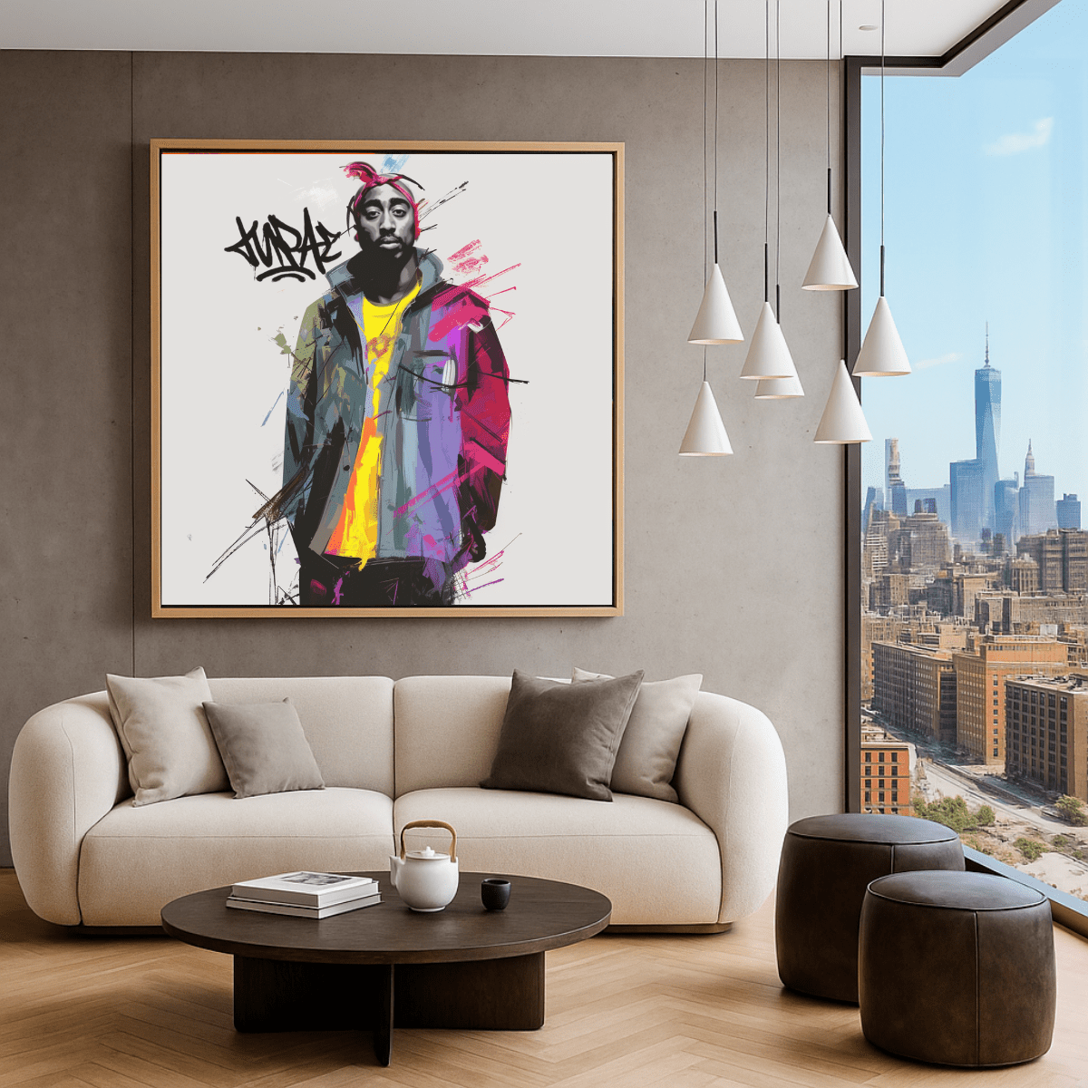 Canvas Print: 2pac Artwork - Vibrant Abstract Street Canvas Print | Modern Wall Art by Rossetti Art modern abstract canvas wall art by Rossetti Art – luxury interior design artwork for living room, bedroom, office – canvas print art Chiara Rossetti music