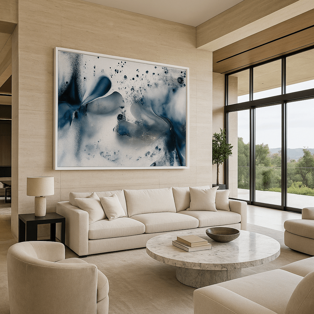 Canvas Print: Abstract Blue & White Fluid Art – Modern Minimalist House Decor Print modern abstract canvas wall art by Rossetti Art – luxury interior design artwork for living room, bedroom, office – contemporary art piece Contemporary Canvas Art Contemporary canvas print