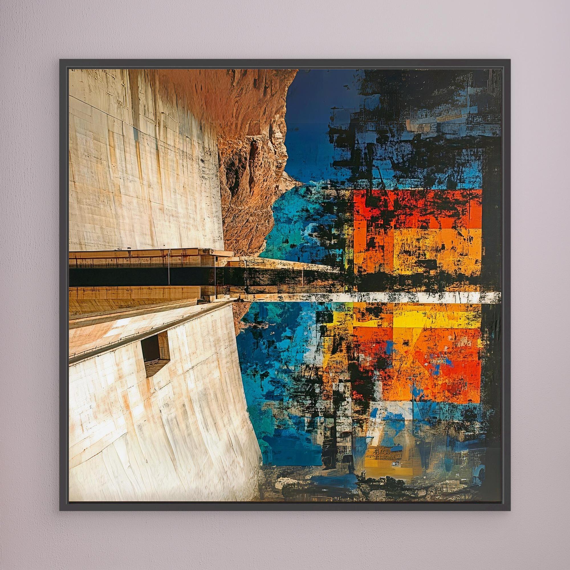 Canvas Print : Abstract Canyon Reflection Canvas Art - Bold Color and Texture modern abstract canvas wall art by Rossetti Art – luxury interior design artwork for living room, bedroom, office – Abstract Canyon Canvas Art Bold Color Wall Decor Canyon Reflection Art Print