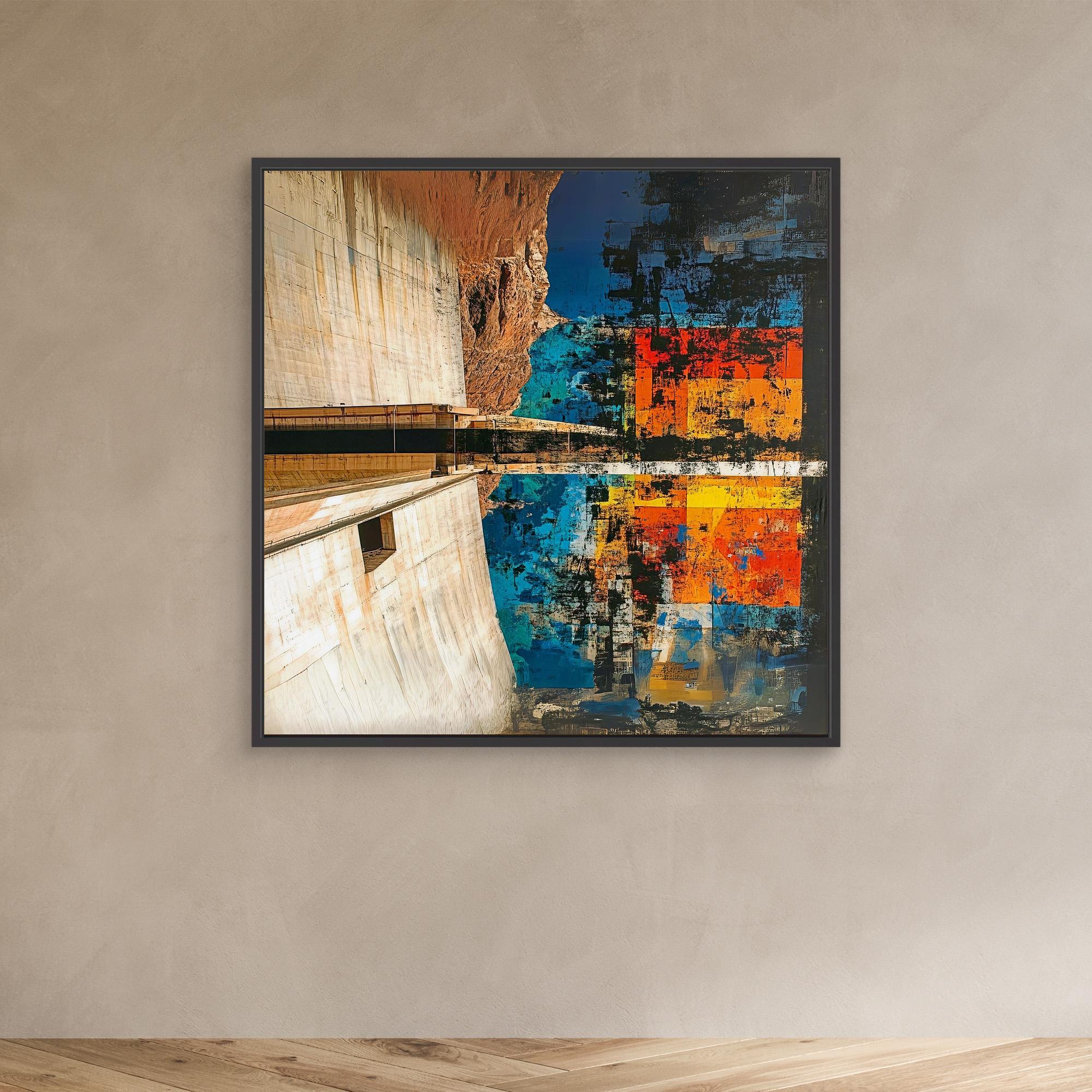 Canvas Print : Abstract Canyon Reflection Canvas Art - Bold Color and Texture modern abstract canvas wall art by Rossetti Art – luxury interior design artwork for living room, bedroom, office – Abstract Canyon Canvas Art Bold Color Wall Decor Canyon Reflection Art Print