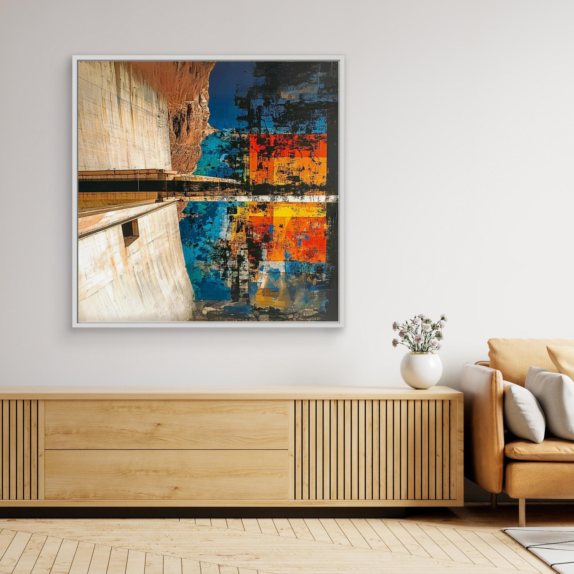 Canvas Print : Abstract Canyon Reflection Canvas Art - Bold Color and Texture modern abstract canvas wall art by Rossetti Art – luxury interior design artwork for living room, bedroom, office – Abstract Canyon Canvas Art Bold Color Wall Decor Canyon Reflection Art Print