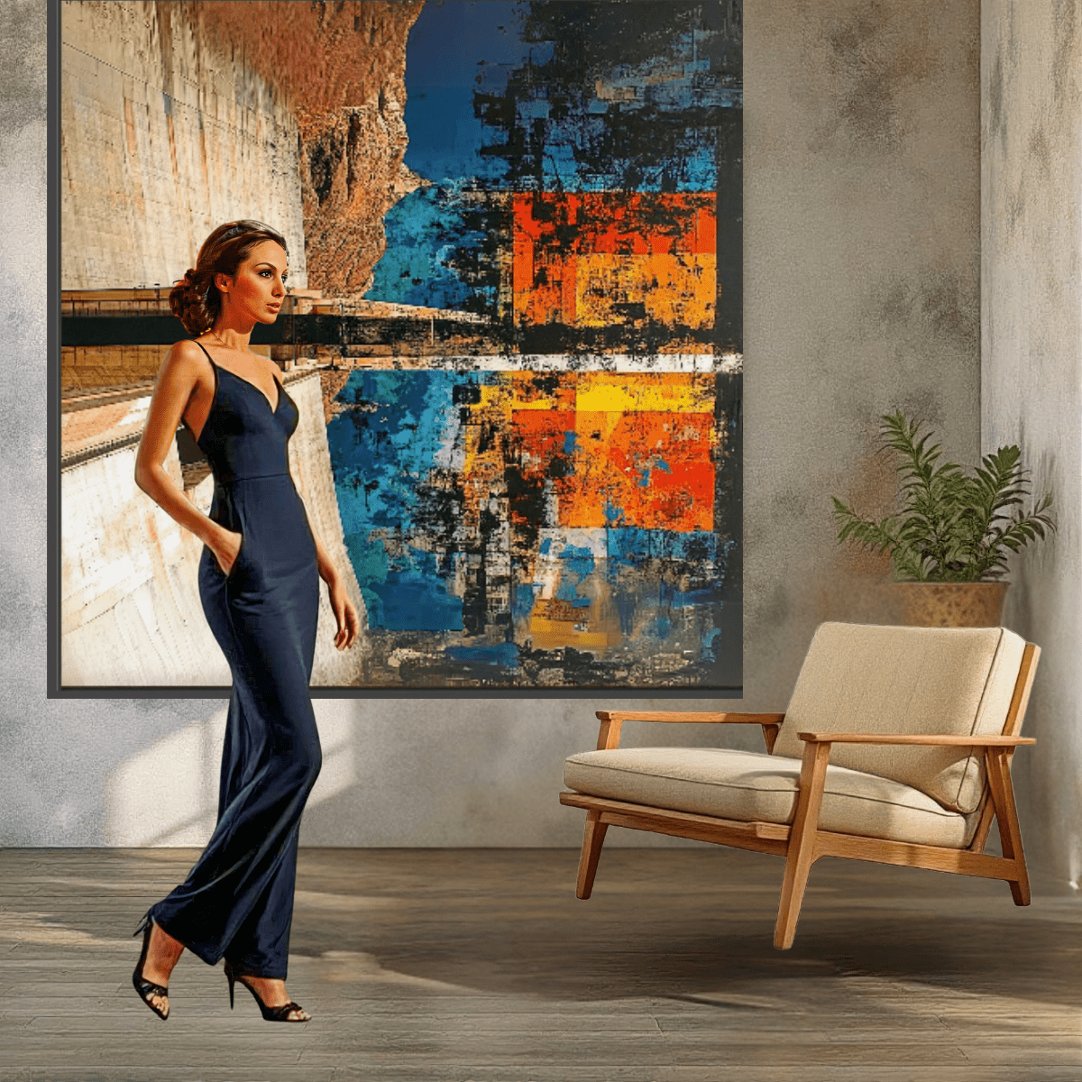 Canvas Print : Abstract Canyon Reflection Canvas Art - Bold Color and Texture - Chiara Rossetti