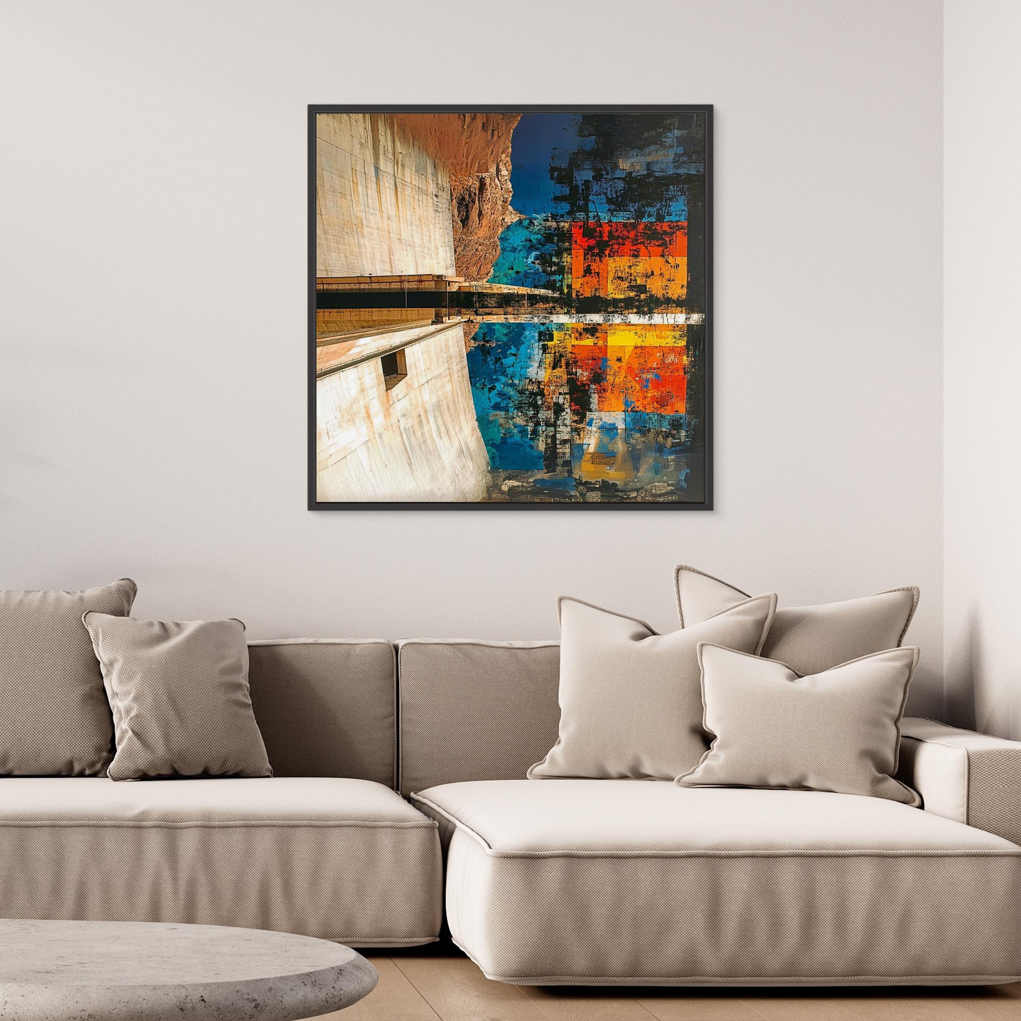 Canvas Print : Abstract Canyon Reflection Canvas Art - Bold Color and Texture modern abstract canvas wall art by Rossetti Art – luxury interior design artwork for living room, bedroom, office – Abstract Canyon Canvas Art Bold Color Wall Decor Canyon Reflection Art Print