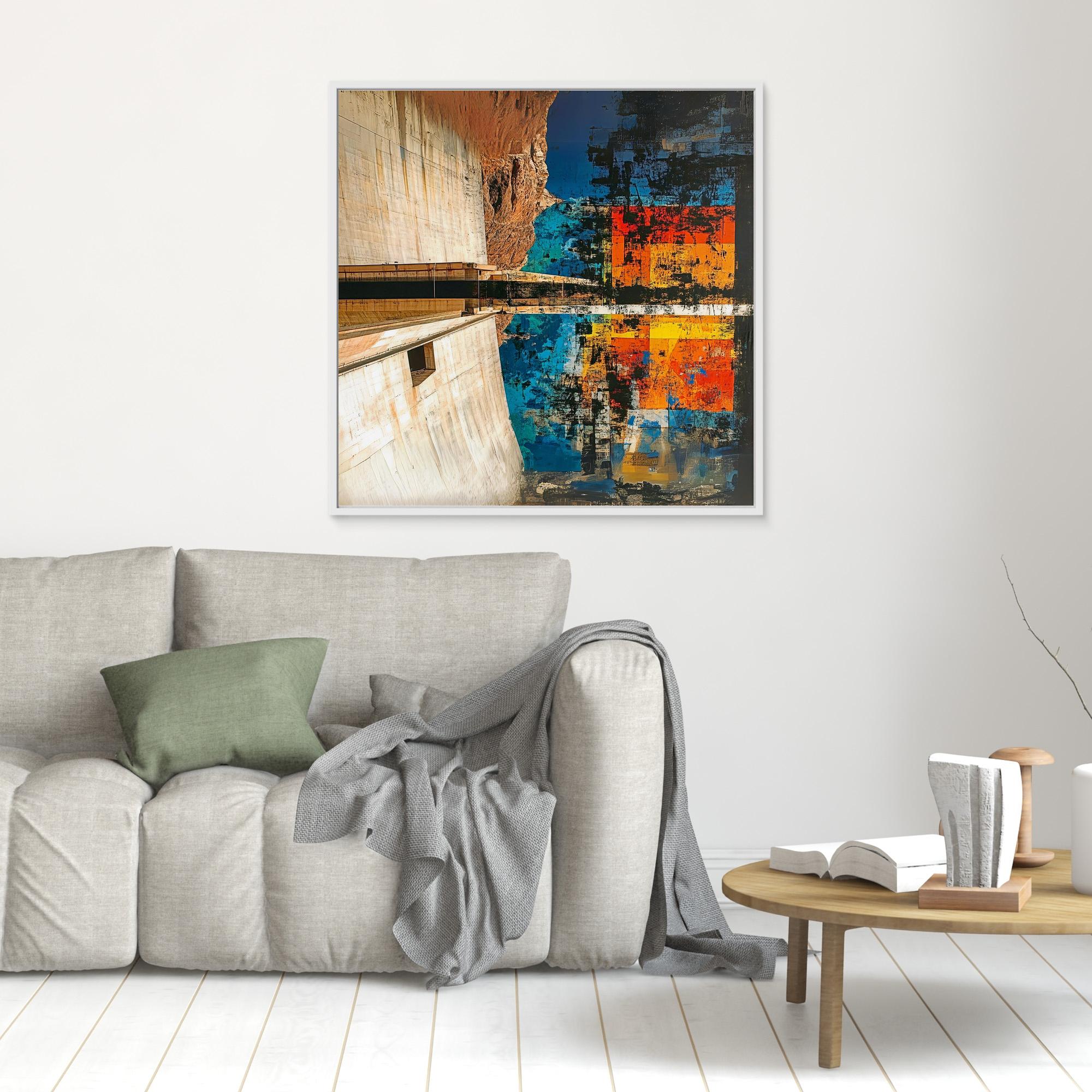 Canvas Print : Abstract Canyon Reflection Canvas Art - Bold Color and Texture modern abstract canvas wall art by Rossetti Art – luxury interior design artwork for living room, bedroom, office – Abstract Canyon Canvas Art Bold Color Wall Decor Canyon Reflection Art Print