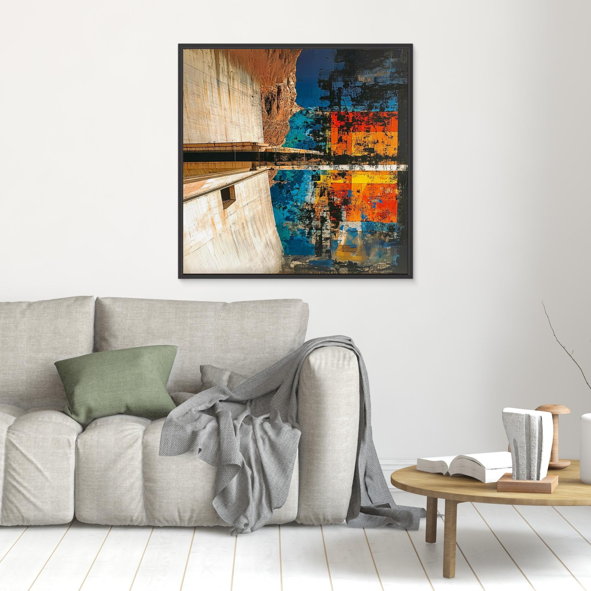 Canvas Print : Abstract Canyon Reflection Canvas Art - Bold Color and Texture modern abstract canvas wall art by Rossetti Art – luxury interior design artwork for living room, bedroom, office – Abstract Canyon Canvas Art Bold Color Wall Decor Canyon Reflection Art Print