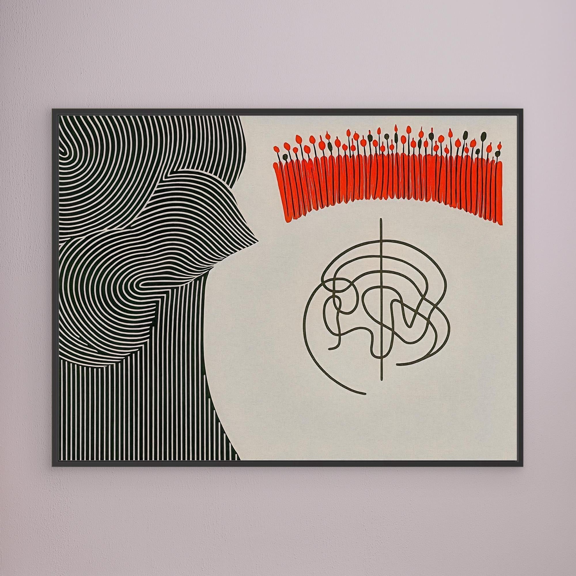 Canvas Print: Abstract Circuit – Modern Minimalist Line Art modern abstract canvas wall art by Rossetti Art – luxury interior design artwork for living room, bedroom, office – Circuit Abstract Art Creative Minimalism Modern Line Art